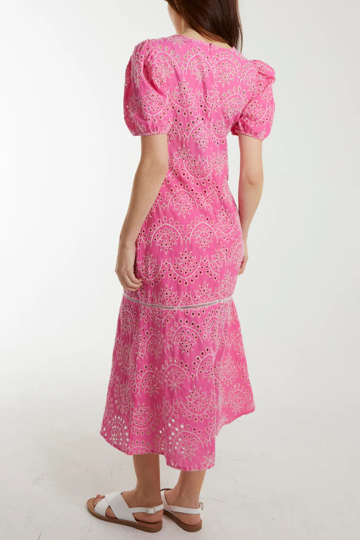 Aurora Embroidered Short Sleeve Maxi Dress