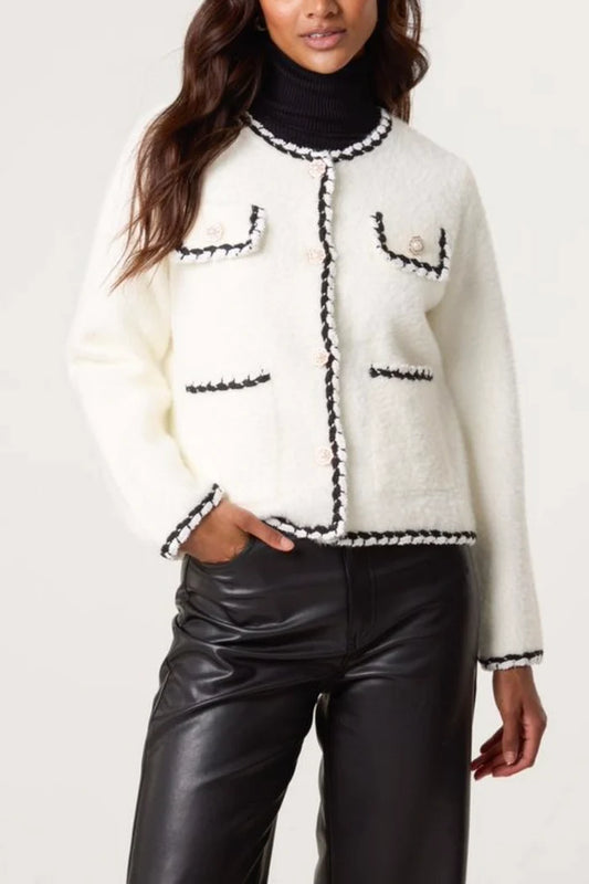 Colette Contrast Knit Cardigan