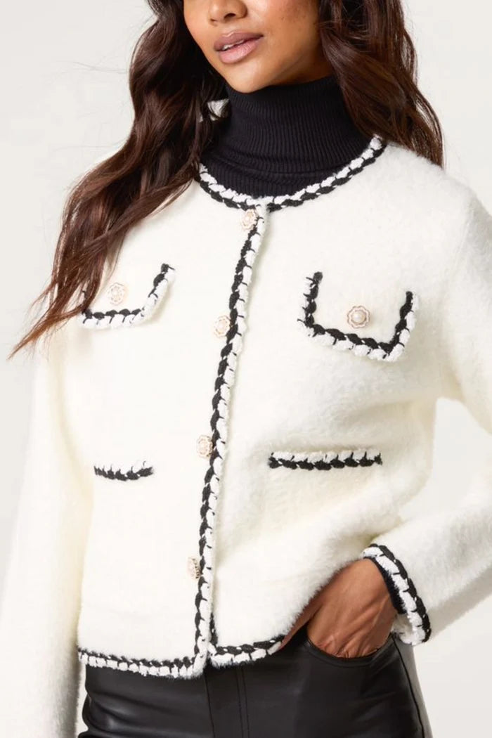 Colette Contrast Knit Cardigan