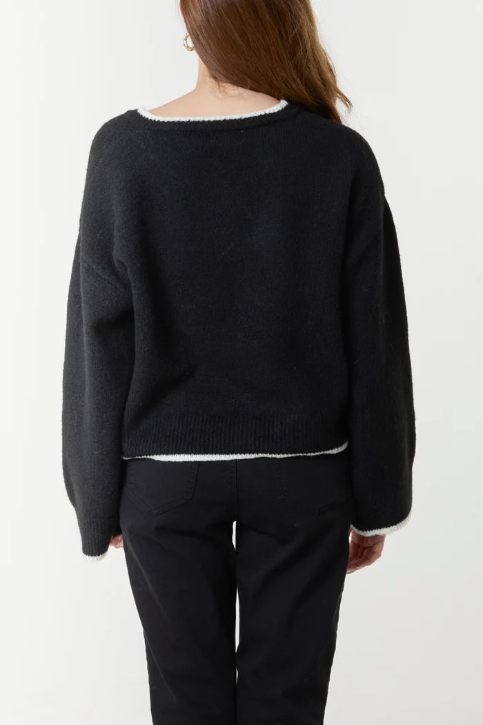 Clara Contrast Knit Cardigan