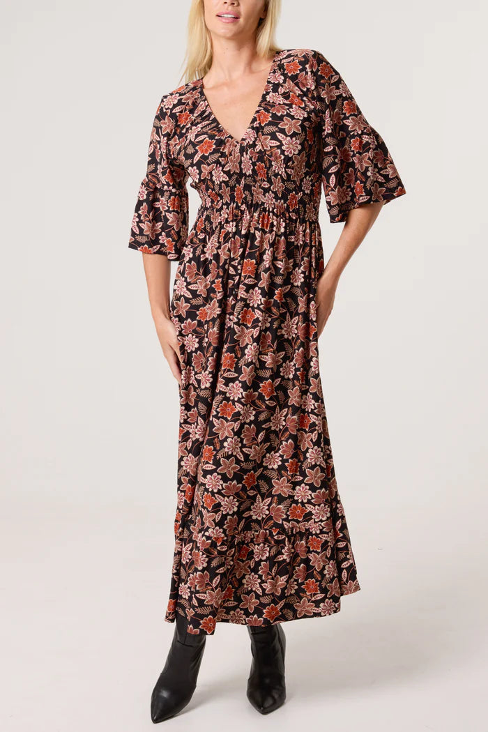 Juliet Bloom V-Neck Stretch V Dress