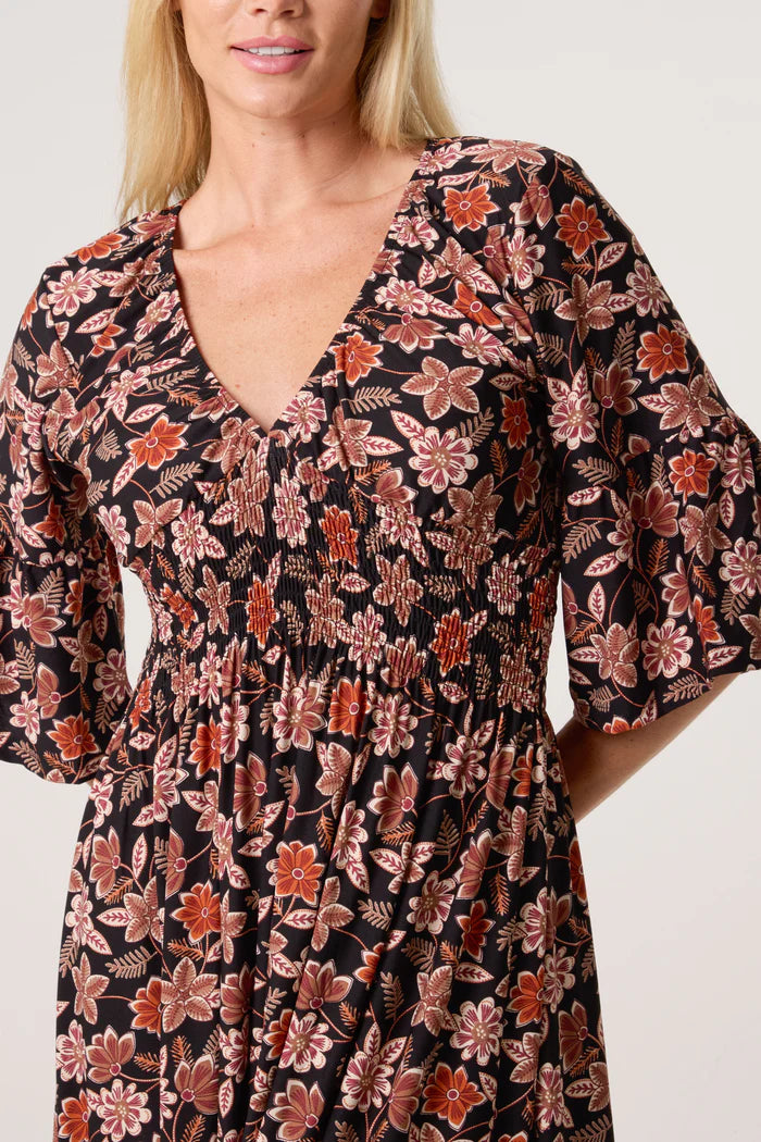 Juliet Bloom V-Neck Stretch V Dress