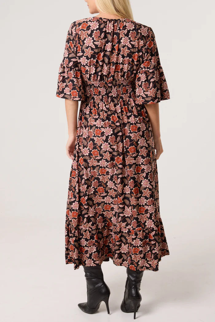 Juliet Bloom V-Neck Stretch V Dress