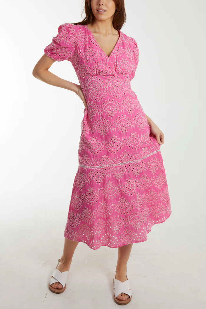 Aurora Embroidered Short Sleeve Maxi Dress